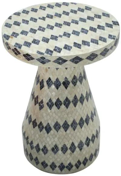 Halio Cream & Blue Checkered Shell Side Table