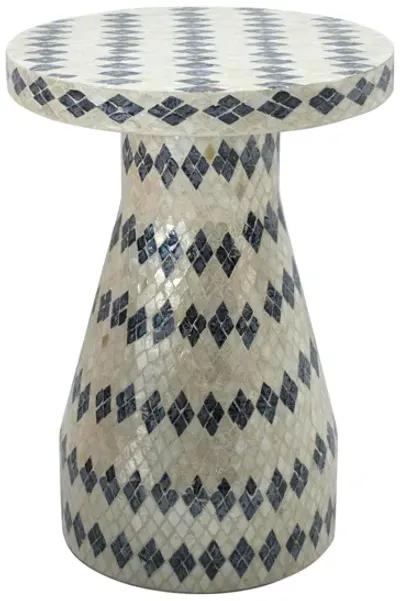 Halio Cream & Blue Checkered Shell Side Table