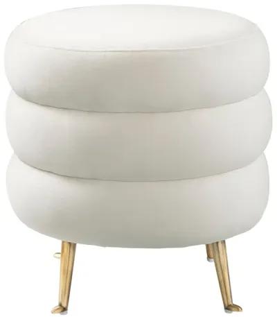 Ladder Cream Velvet Ottoman