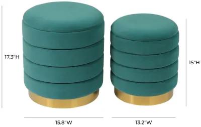 Saturn Teal Storage Ottomans - Set of 2