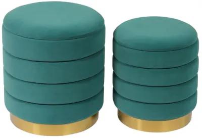 Saturn Teal Storage Ottomans - Set of 2