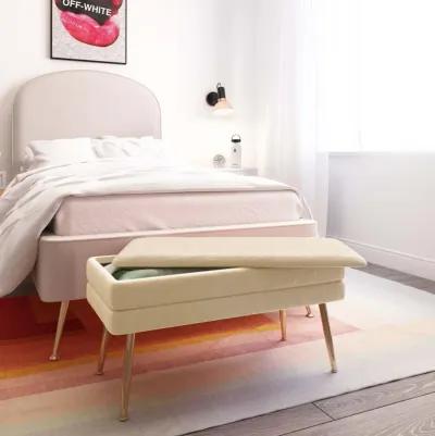 Ziva Cream Velvet Storage Bench