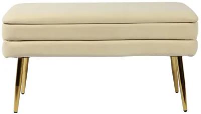 Ziva Cream Velvet Storage Bench