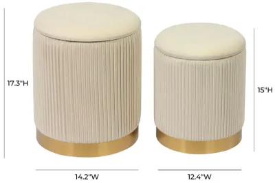 Channeled Cream Velvet Storage Ottomans - Set of 2