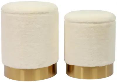 Teddy Faux Sheepskin Storage Ottomans - Set of 2