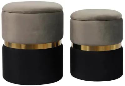 Gigi Grey Velvet Storage Ottomans - Set of 2