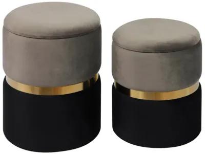 Gigi Grey Velvet Storage Ottomans - Set of 2