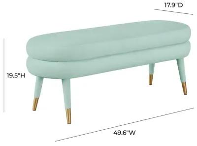 Betty Sea Foam Green Velvet Bench