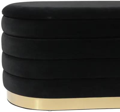 Lillian Black Velvet Storage Bench