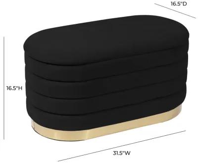 Lillian Black Velvet Storage Bench