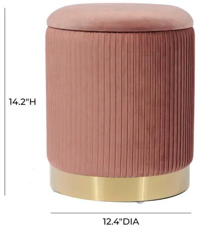 Zoe Blush Velvet Storage Ottoman