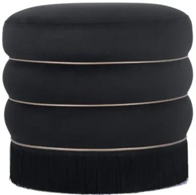 Lakka Black Velvet Ottoman