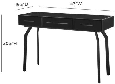 Santana Black Glass Desk Console Table