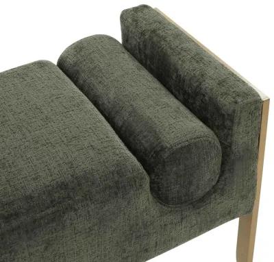 Ines Green Textured Velvet Bench