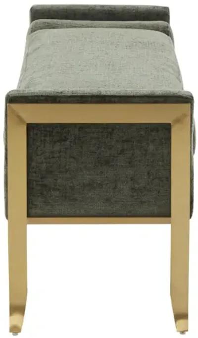 Ines Green Textured Velvet Bench