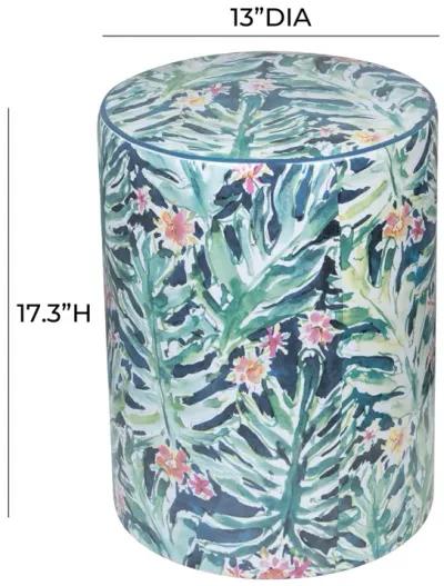 Taurus Ceramic Stool in Garden Print