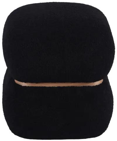 Helga Black Vegan Shearling Ottoman