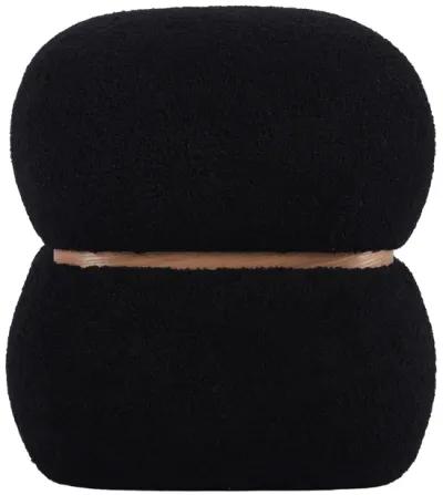 Helga Black Vegan Shearling Ottoman