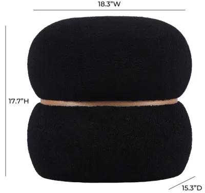 Helga Black Vegan Shearling Oval Ottoman