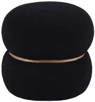 Helga Black Vegan Shearling Oval Ottoman