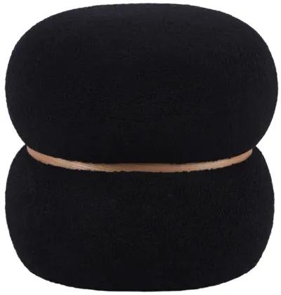 Helga Black Vegan Shearling Oval Ottoman