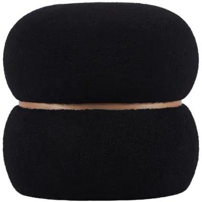 Helga Black Vegan Shearling Oval Ottoman