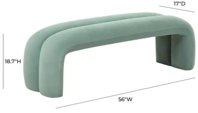 Leigh Green Velvet Channeled Bench