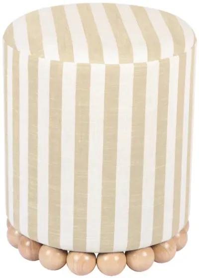 Dex Beige Striped Linen Ottoman