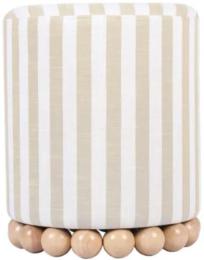 Dex Beige Striped Linen Ottoman