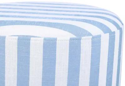 Dex Pastel Blue Striped Linen Ottoman