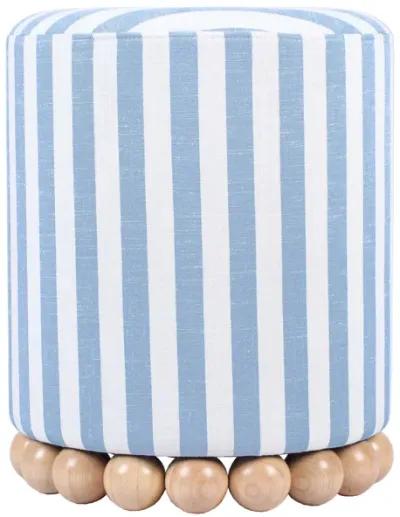 Dex Pastel Blue Striped Linen Ottoman