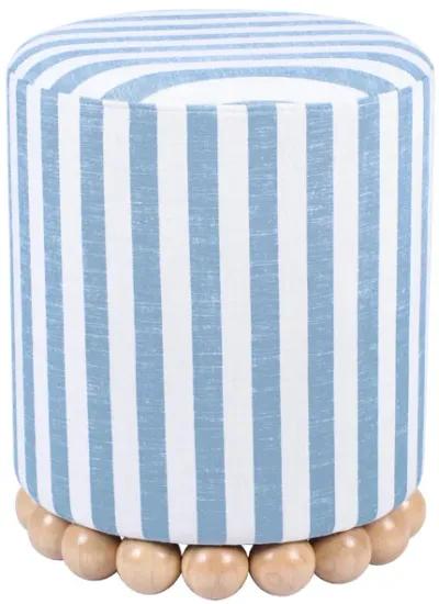 Dex Pastel Blue Striped Linen Ottoman