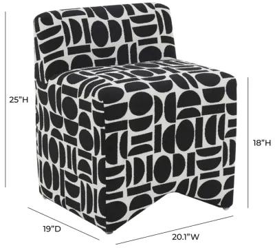 Pippa Black Geometric Jacquard Weave Stool