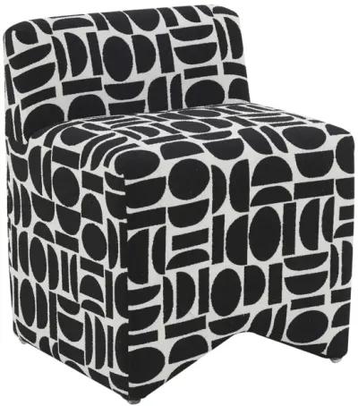 Pippa Black Geometric Jacquard Weave Stool