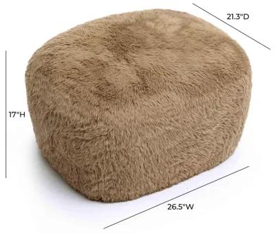 Britt Dark Taupe Vegan Shearling Ottoman