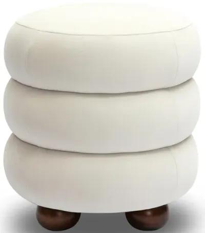 Stefanie Cream Velvet Ottoman