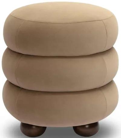 Stefanie Taupe Velvet Ottoman