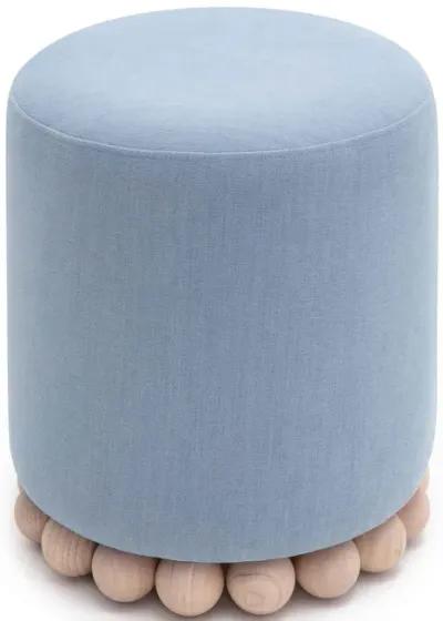 Dex Faded Blue Upcycled Fabric Ottoman