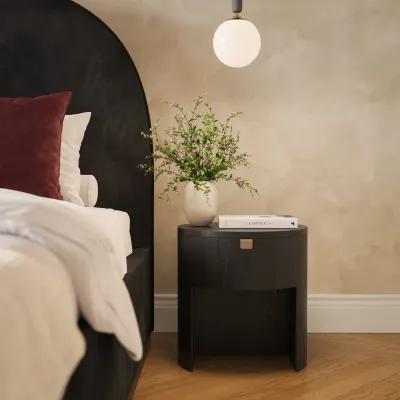 Marlow Black Wood Round Nightstand