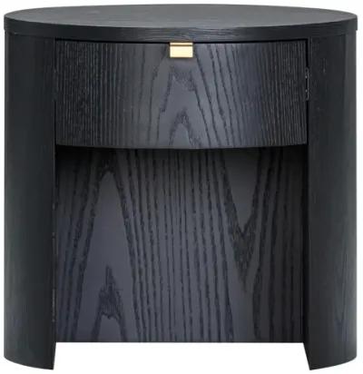 Marlow Black Wood Round Nightstand