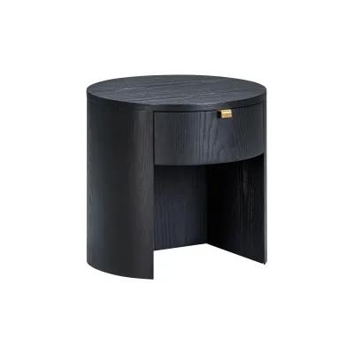 Marlow Black Wood Round Nightstand