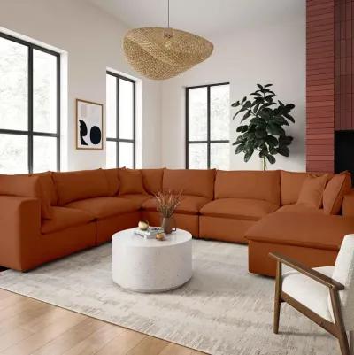 Cali Rust Performance Fabric Modular Large Chaise Sectional