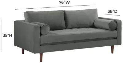 Cave Ash Gray Velvet Loveseat