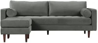 Cave Ash Gray Velvet Sectional