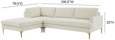 Serena Cream Velvet LAF Chaise Sectional