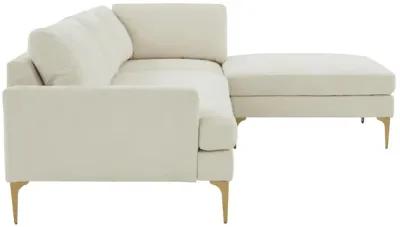 Serena Cream Velvet RAF Chaise Sectional