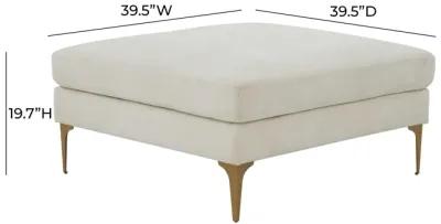 Serena Cream Velvet Ottoman