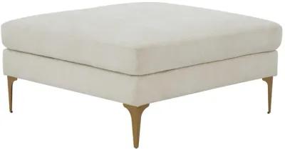 Serena Cream Velvet Ottoman