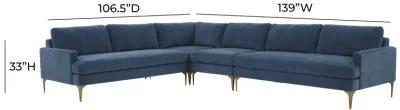 Serena Blue Velvet Large L-Sectional