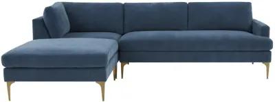 Serena Blue Velvet LAF Chaise Sectional